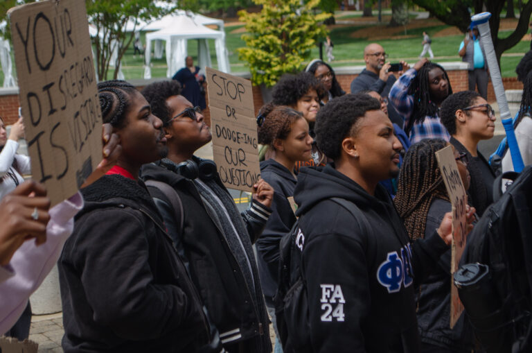 Nyumburu community protests outside UMD Admin Building, demanding communication, transparency and stability